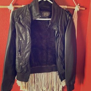 Pleather bomber